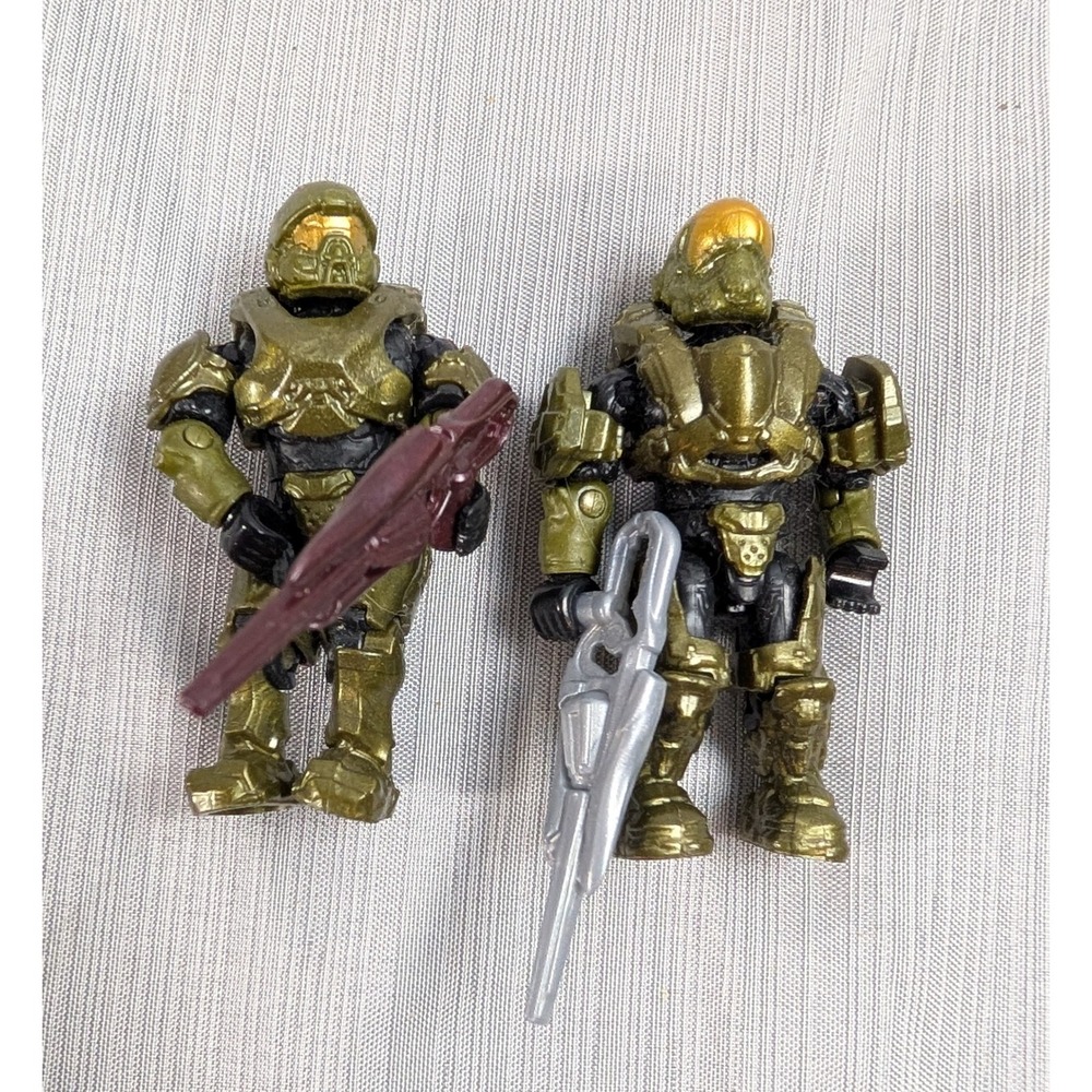 Mega Bloks Halo Spartan Figures 2-Pack Gold Green Micro Action Figures Toy